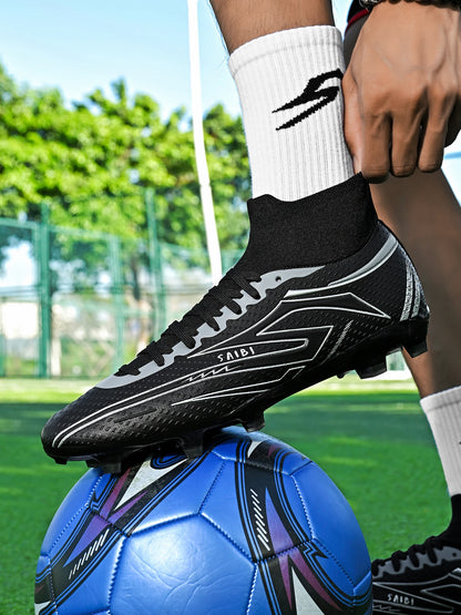 AG/FG Football Boots Unisex Kids Youth PU+Fabric Upper TPU Sole Anti-Slip Durable Outdoor Sports Pitch Training Shoes
