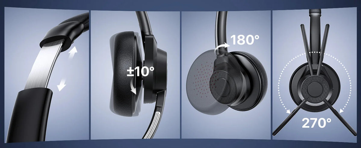 Bluetooth Headset V5.4 Wireless Headphones with Mic, Noise Cancelling Bluetooth Headset for Work, Office Calls, Zoom Meetings, Laptop & Mobile
