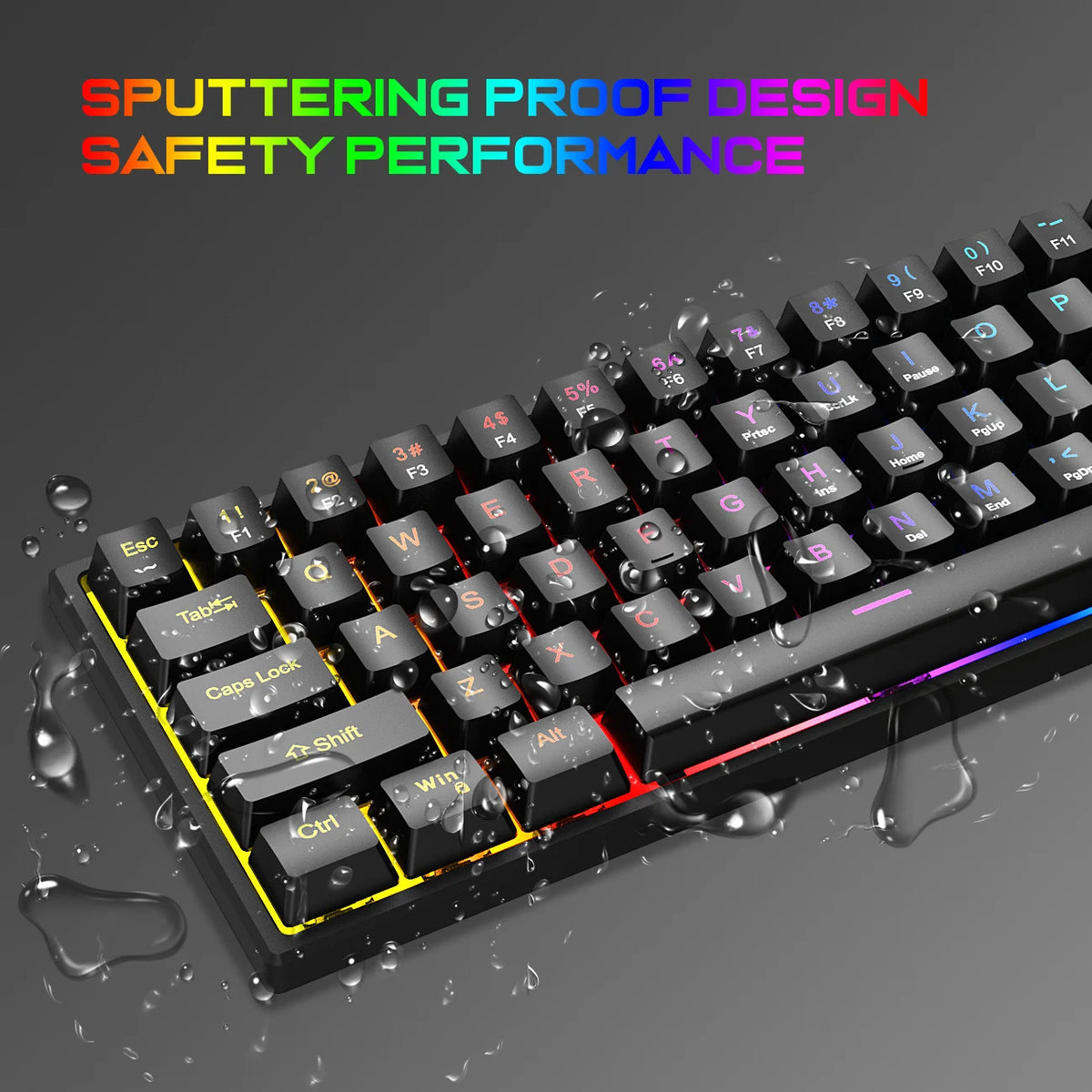 104 Keys Mechanical Feel Keyboard Wired Gaming Keyboard for Laptop PC Ergonomics RGB Backlit 61Key Cyan Axis Keycaps Keyboard