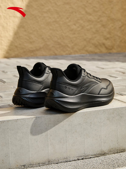 ANTA QINGKONG Men's winter shock-absorbing leather running shoes, wear-resistant running, lightweight commuting sports shoes