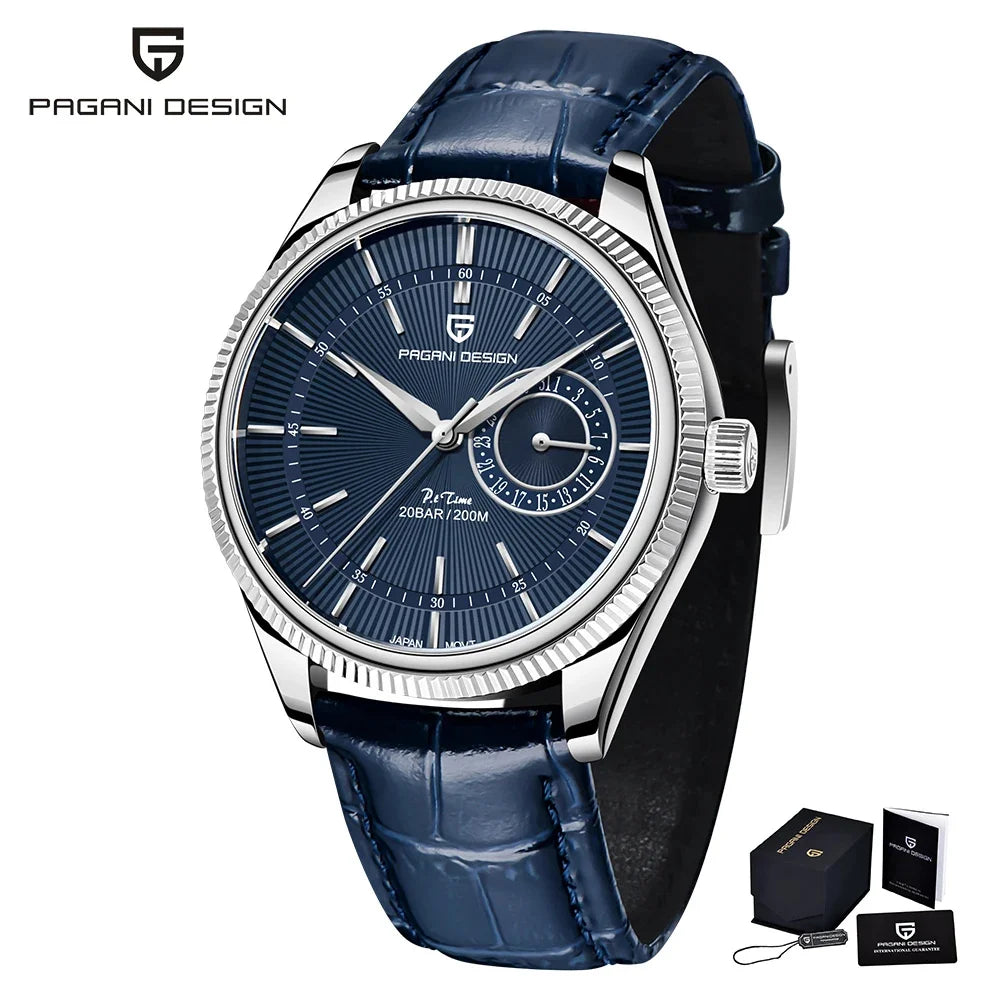 PAGANI Design PD1689 Men Quartz Watch Japan VH65 Movt Sapphire Glass Leather Strap 20Bar Waterproof Men Wristwatch Reloj Hombre