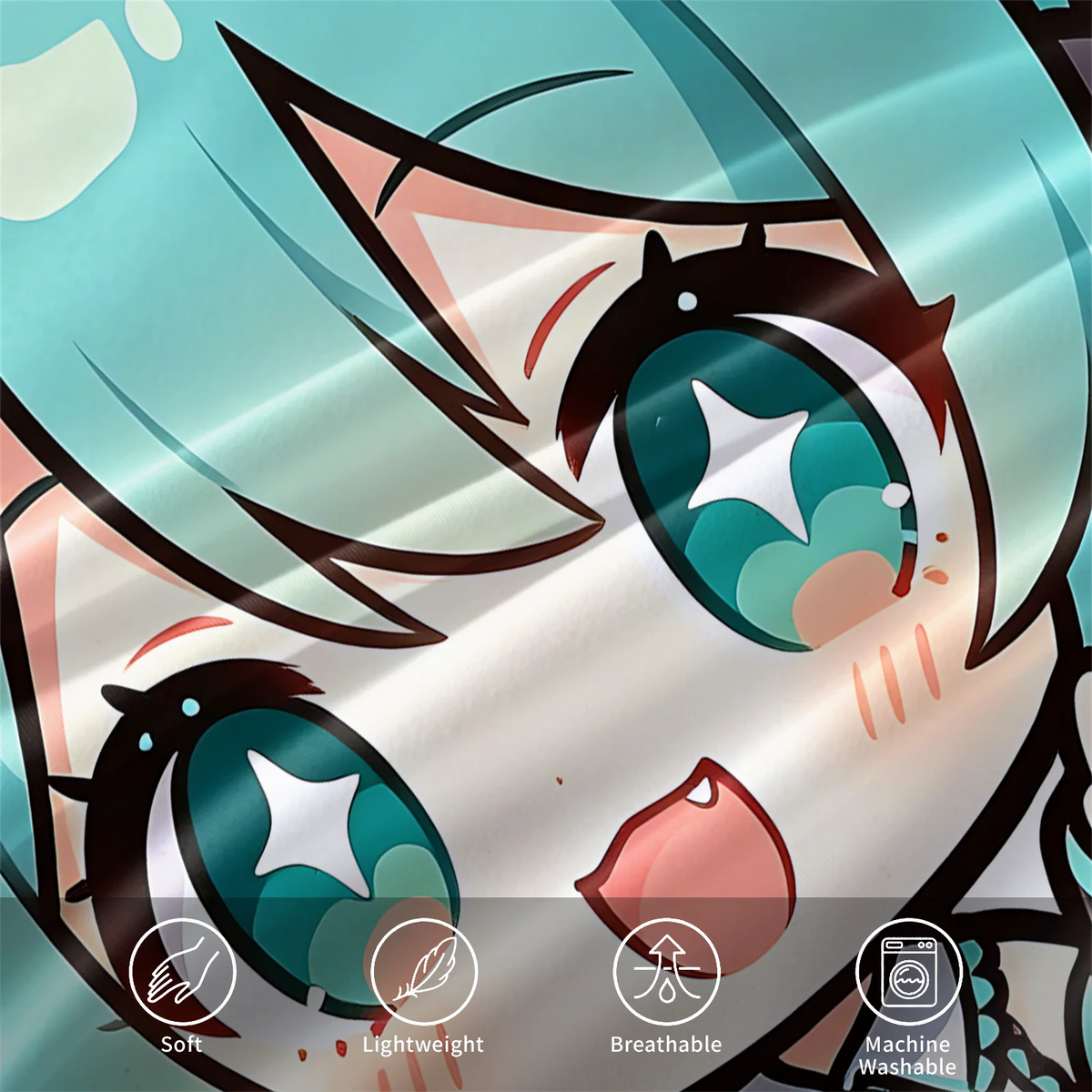 Conjunto de capa de edredão estilo chibi Hatsune Miku, roupa de cama anime adorável com fronhas, decoração para quarto gaming de adolescentes e crianças, presente para fãs