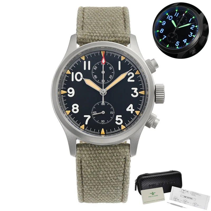 Militado ML1868 Watch - VK61 Quartz Movement 100m Waterproof Watches Men Stainless Steel Chronograph Sapphire Crystal Wristwatch