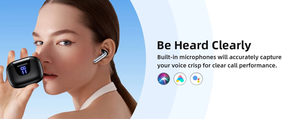 ANC Bluetooth 5.3 Wireless Earbuds with LED Display – Active Noise Cancelling TWS Earphones with Mic, 36H Playtime