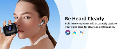 ANC Bluetooth 5.3 Wireless Earbuds with LED Display – Active Noise Cancelling TWS Earphones with Mic, 36H Playtime
