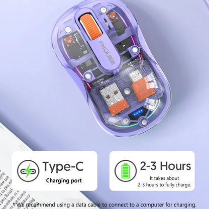 Lenovo Transparent Wireless Mouse Tri-Mode Bluetooth 2.4G Rechargeable RGB Breathing Light Mouse for Laptop PC Office