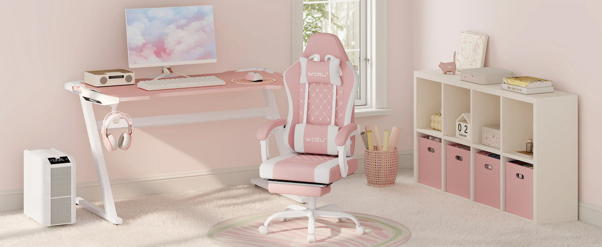 Cadeira de computador giratória WOLTU com função de massagem, cadeira de escritório ergonómica com almofada e apoio para os pés, cadeira gaming ajustável em altura