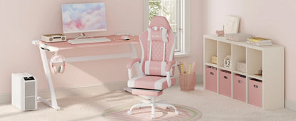 Cadeira de computador giratória WOLTU com função de massagem, cadeira de escritório ergonómica com almofada e apoio para os pés, cadeira gaming ajustável em altura