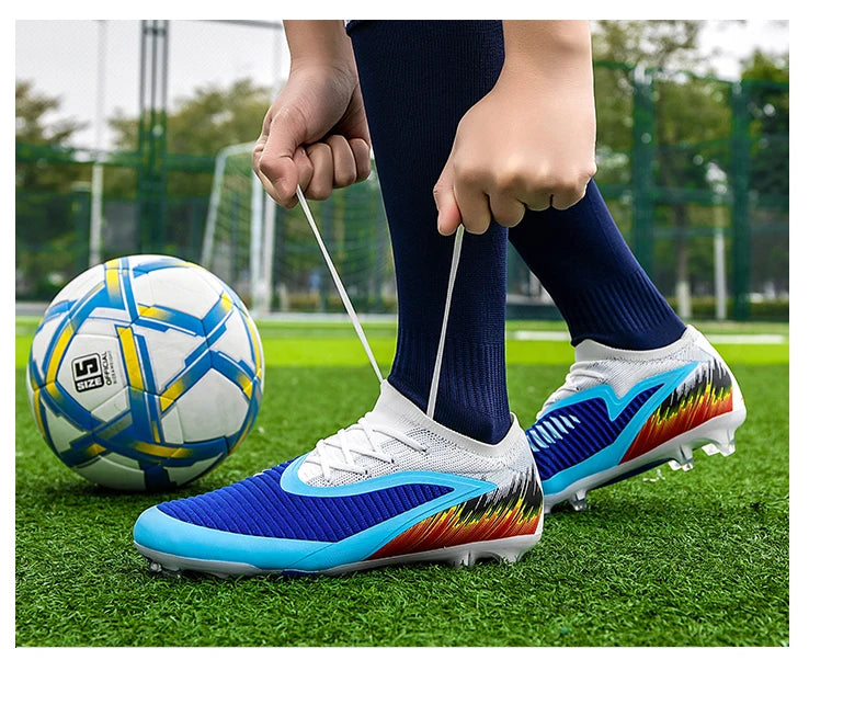 New Men Football Boots Cleats Shoes Soccer Long Spikes FG Ultralight Training Soccer Shoes Non-Slip Outdoor Match Drop Shipping