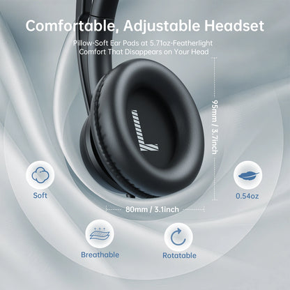 EKSA H8 Professional Office Headset with ENC Noise Cancelling Microphone, USB-A, USB-C & 3.5mm Wired Office Headset for PC, Laptop & Mobile