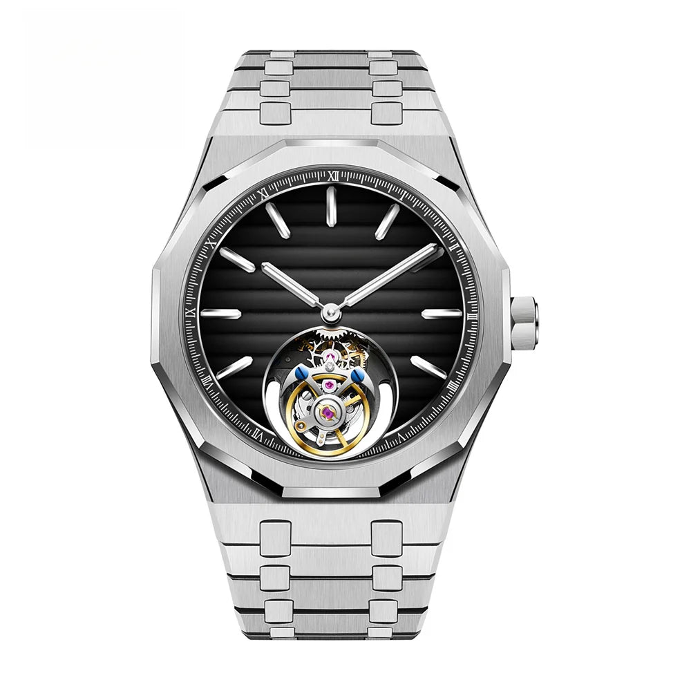 Raymondoya Men Flying Tourbillon Movement Mechanical Automatic Luxury Watches Wristwatches Skeleton Watch Brand For Man Sapphire