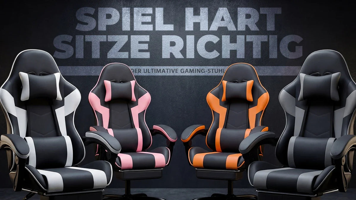 Comanlai Gaming Chair with Footrest Ergonomic High Back Gaming Chair, Adjustable Headrest & Lumbar Support, PU Leather Swivel Computer Gaming Chair for Office & Home