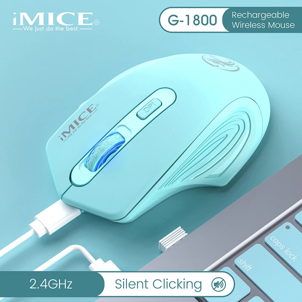 Ratón inalámbrico silencioso recargable con DPI ajustable de 1600, conexión 2.4GHz, clic silencioso para oficina, compatible con PC y portátil
