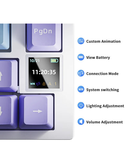 Ajazz AK820/AK820Pro mechanische Gaming-Tastatur Bluetooth 5.1/Wireless/USB-C-kabelgebunden, individuell anpassbare Tastatur mit Drehknopf, Hot-Swapping und Gasket-Mount