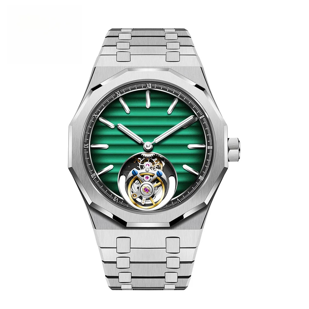 Raymondoya Men Flying Tourbillon Movement Mechanical Automatic Luxury Watches Wristwatches Skeleton Watch Brand For Man Sapphire