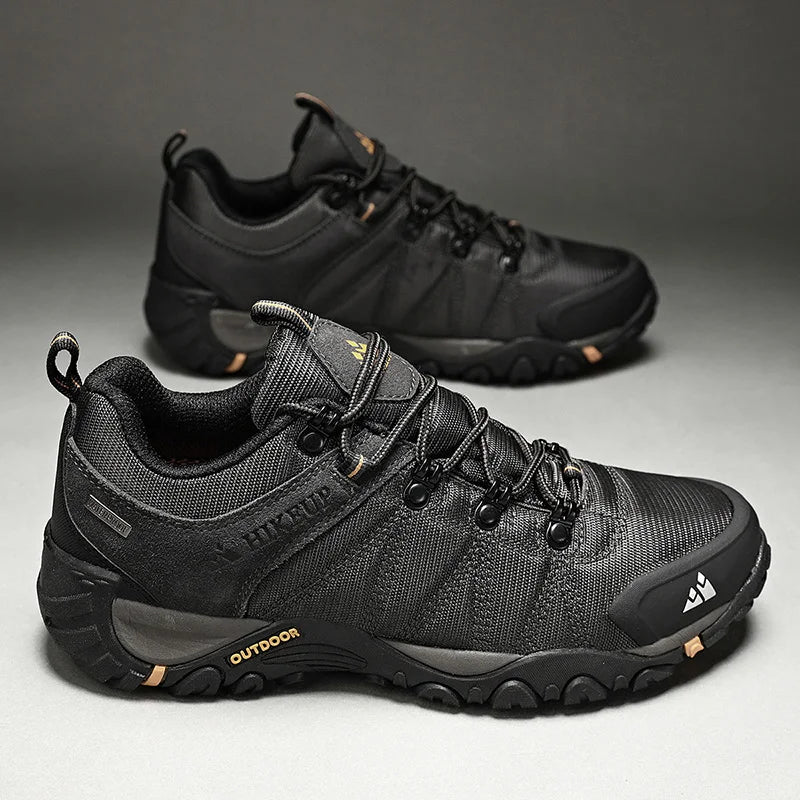 HIKEUP Celoroční pánské turistické boty pro outdoorové sporty z pravé kůže, odolné proti opotřebení, horolezecké boty s gumovou podrážkou, trekingové tenisky