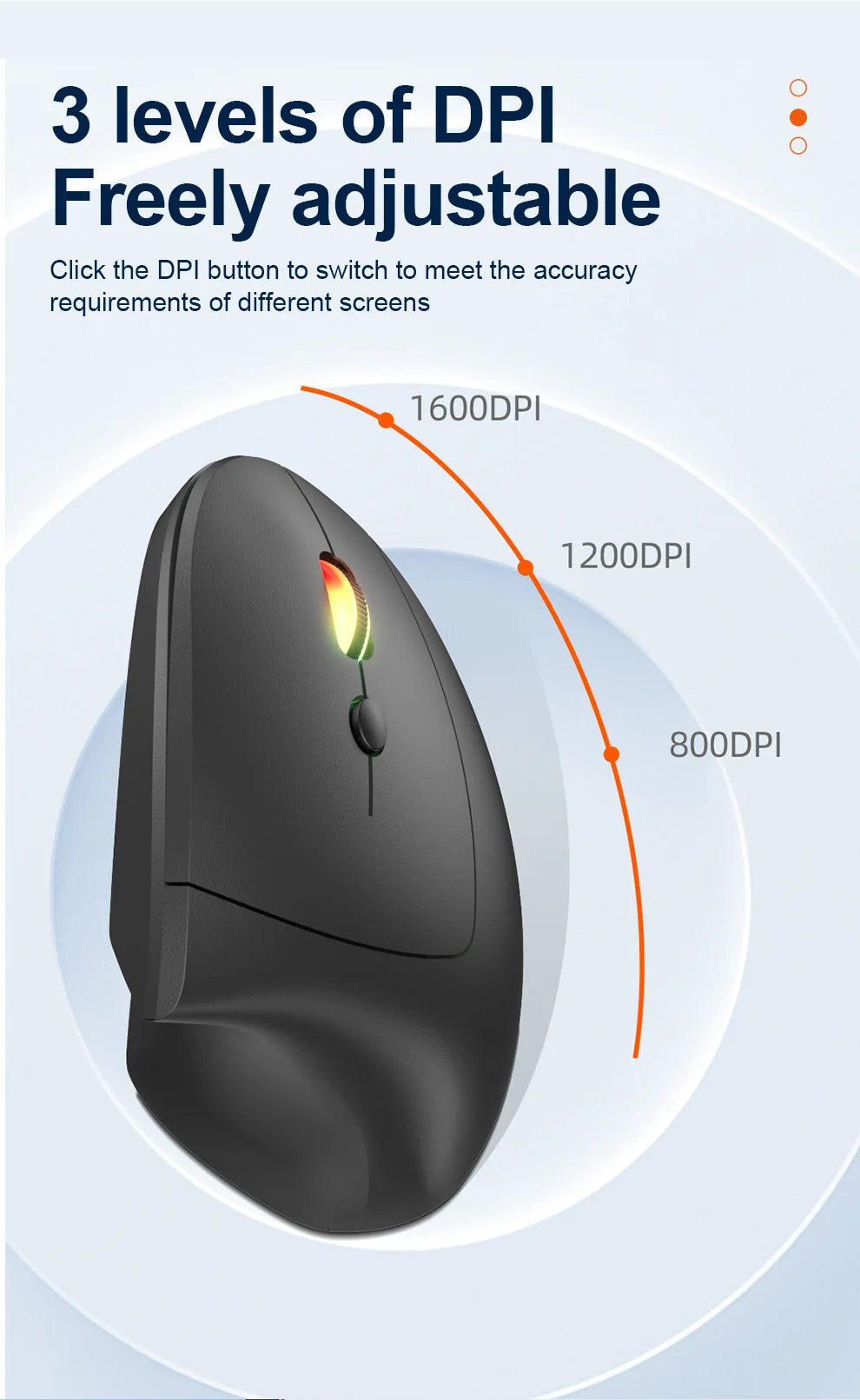 Mouse verticale wireless Bluetooth 2.4G ricaricabile ergonomico 1600DPI regolabile da gaming 6 pulsanti per laptop PC computer