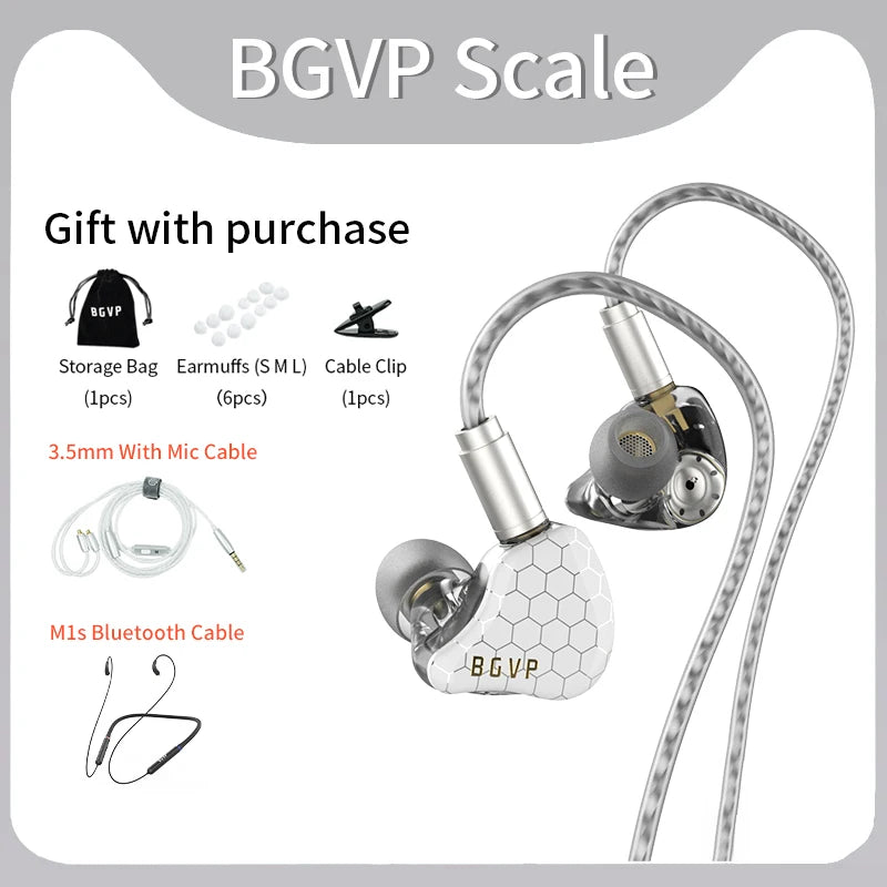 BGVP Scale 2DD HiFi Wired Earphones In Ear Monitor Headphones with 6D Sound Effects, Gaming Headset, Bass Stereo Earbuds with Detachable Cable