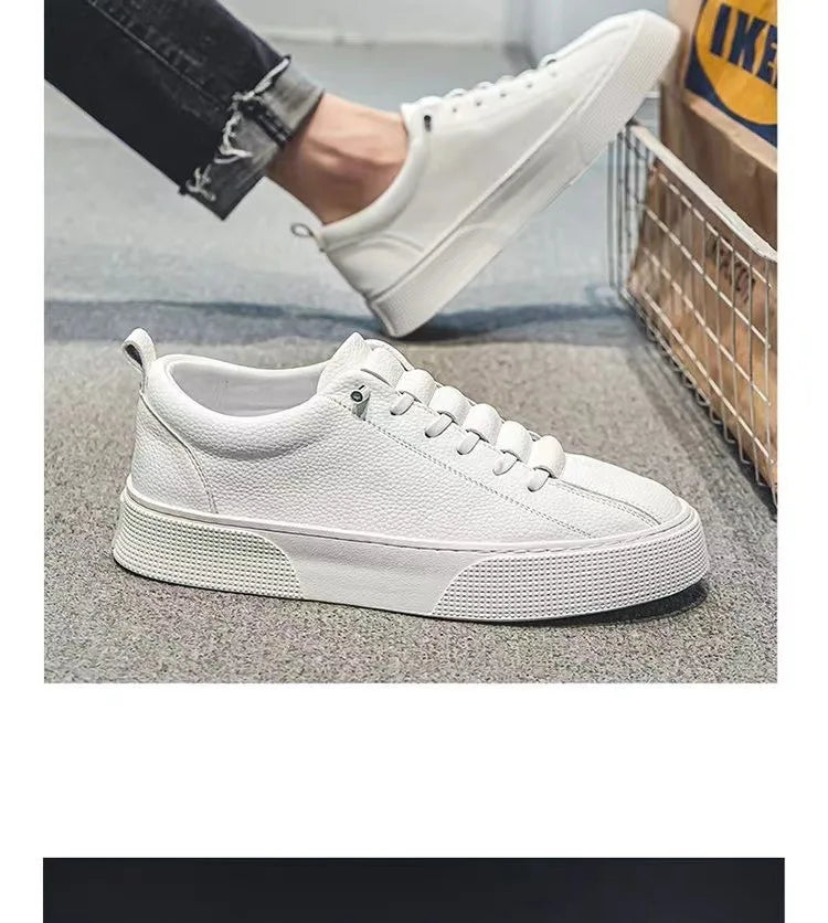 Men Sneakers Casual Shoes Men Flats Zapatillas Hombre Lightweight PU Leather Breathable Shoe Mens White Sports Tenis Shoes