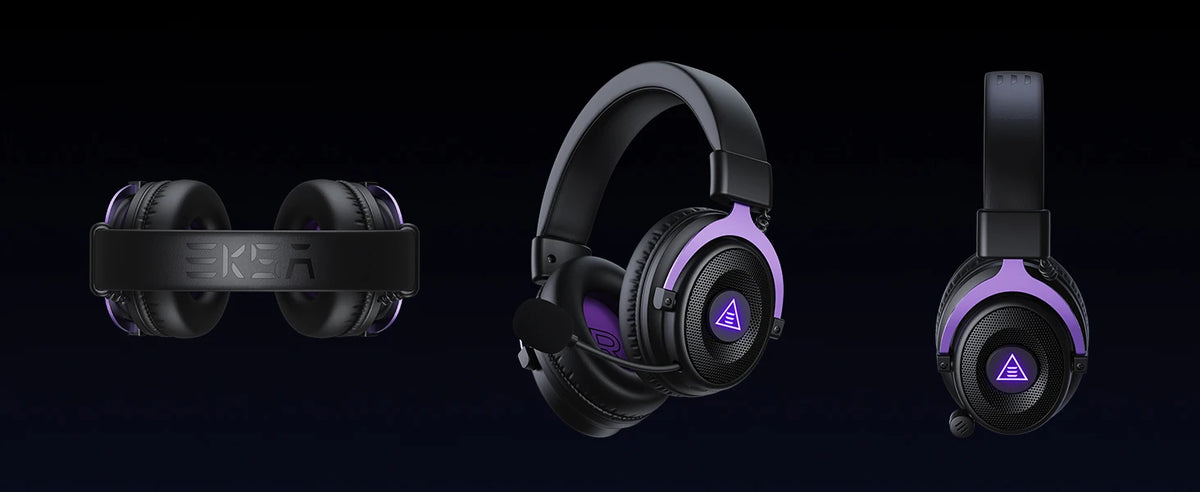 OneOdio EKSA E900 WT Wireless Gaming Headset Tri-Mode Bluetooth 5.3, 2.4GHz RGB Gaming Headset with Noise Cancelling Mic, 80H Battery for PC, PS5, PS4