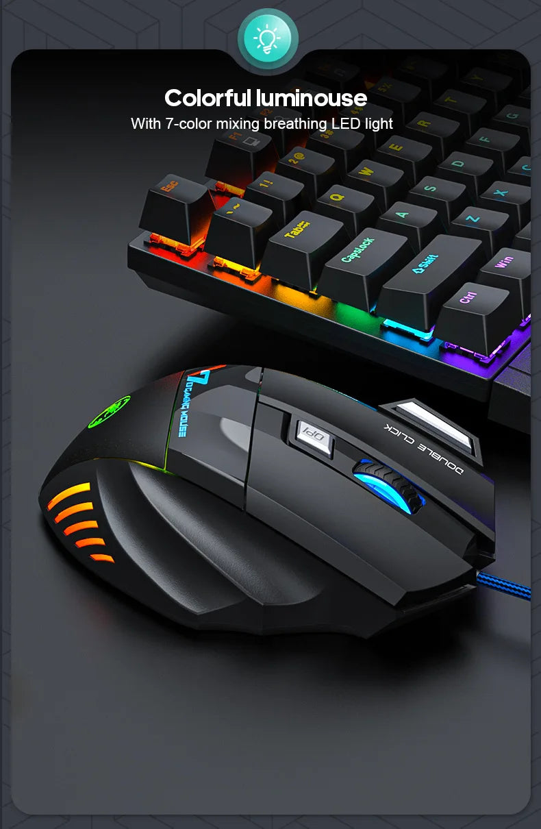 Mouse da gaming cablato USB a 4 tasti Generation, mouse da gaming ergonomico 2400DPI con retroilluminazione RGB e sensore ottico ad alta precisione
