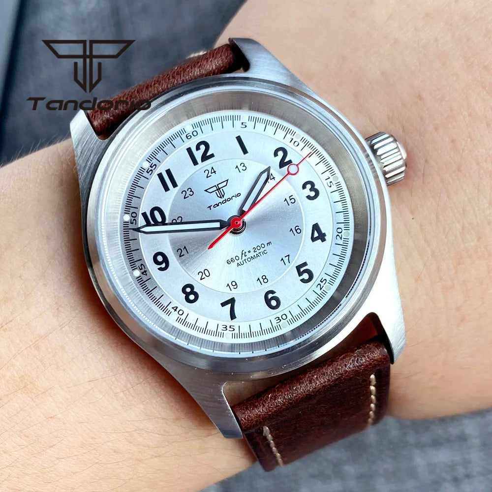 Tandorio 36mm Fashion 20BAR Automatic Dive Pilot Watch for Men Ladies NH35/PT5000/Miyota8215 Movt Sapphire Wristwatch Green Lume