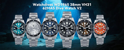 WATCHDIVES WD1965 V2 Men’s Luxury Dive Watch VH31 Quartz, Sapphire Crystal, Stainless Steel & 200M Water Resistant