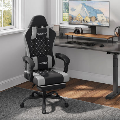 Cadeira de computador giratória WOLTU com função de massagem, cadeira de escritório ergonómica com almofada e apoio para os pés, cadeira gaming ajustável em altura