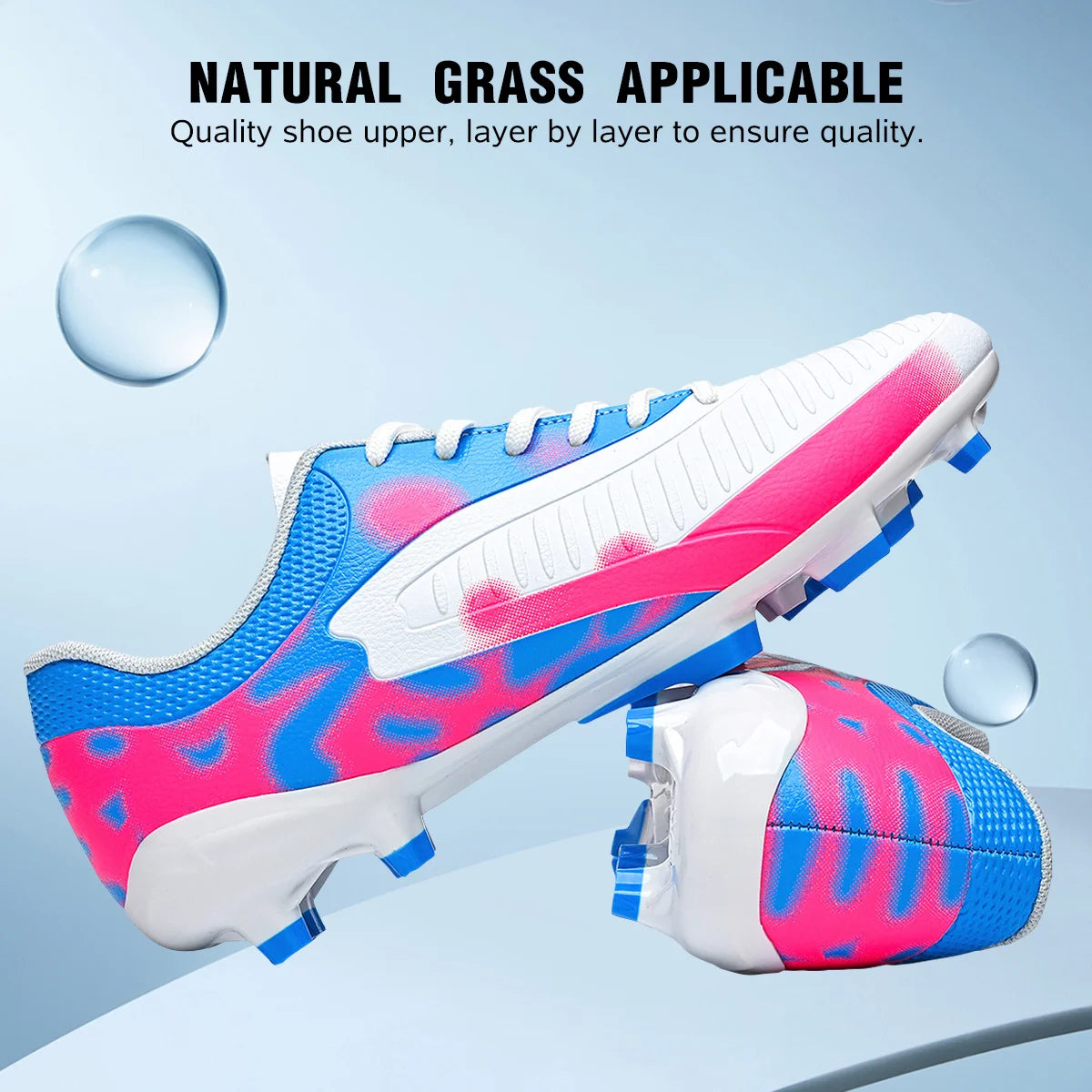 AG/FG Soccer Cleats for Men Women Kids Youth PU Fabric Upper TPU Sole Non-Slip Wear-Resistant for Natural Grass Sports Pitch Training