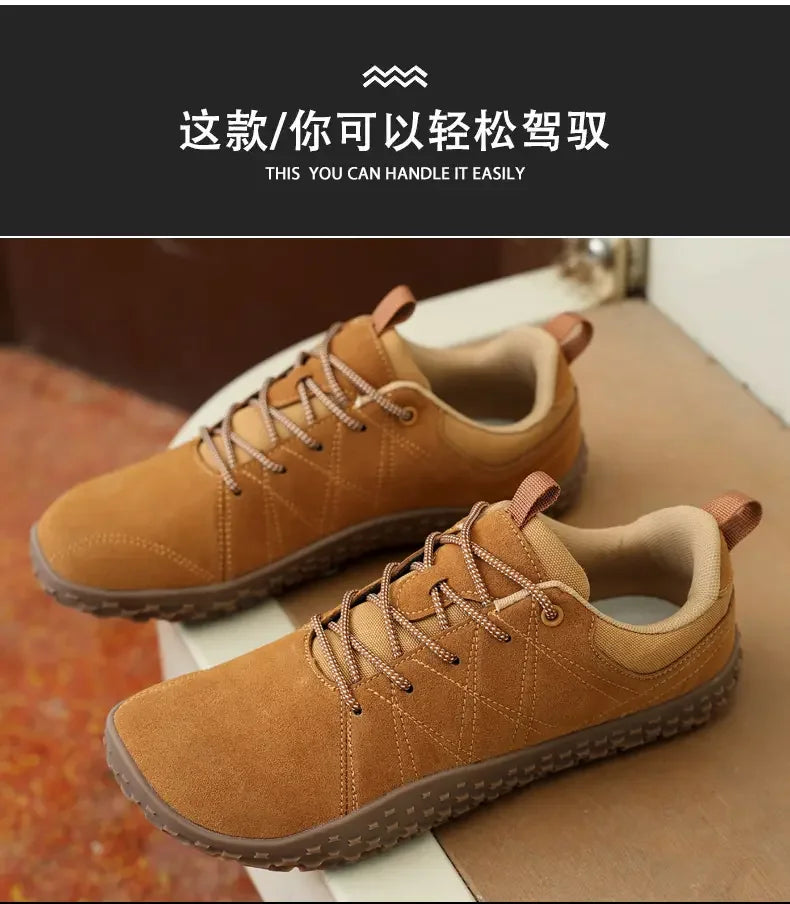 Suede Leather Shoes PU Fabric Wide Toe Shoe Anti Slip Hiking Shoe Workwear Men's Sports Shoes Women's Outdoor Walking Shoes