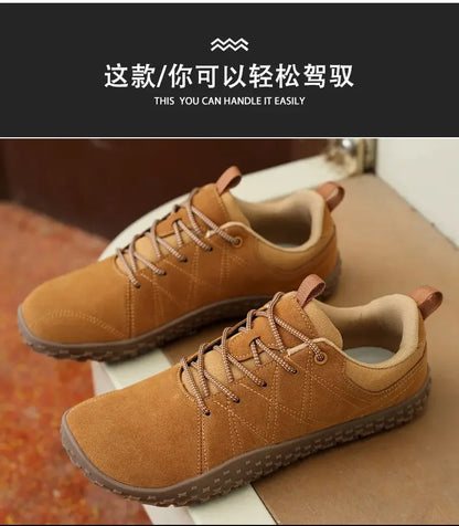 Suede Leather Shoes PU Fabric Wide Toe Shoe Anti Slip Hiking Shoe Workwear Men's Sports Shoes Women's Outdoor Walking Shoes