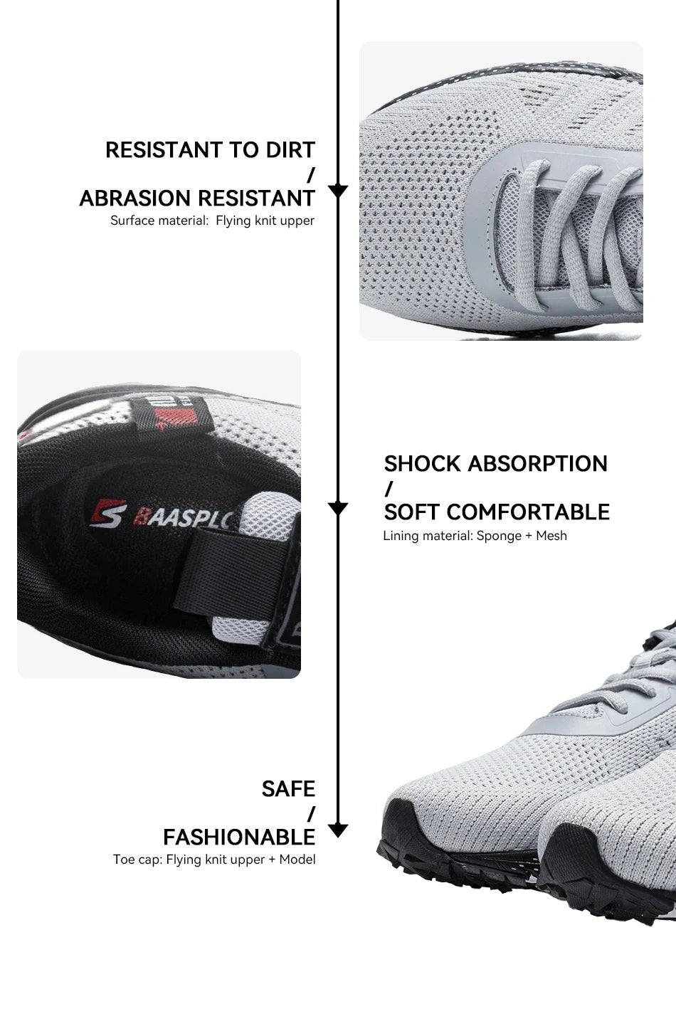 Profesionální běžecké boty Baasploa pro muže – lehké pánské designové síťované tenisky se šněrováním pro venkovní sporty a tenis