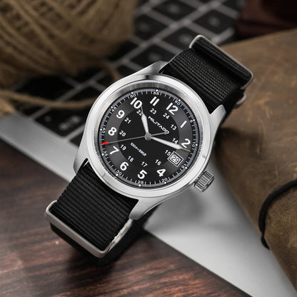 Relógio de quartzo Militado ML08 com movimento Ronda 515, vidro de safira abaulado, relógio de pulso BGW9, luminiscente, resistente à água até 10 bar, 38 mm, relógios para homem