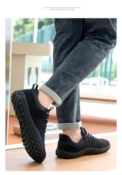 Suede Leather Shoes PU Fabric Wide Toe Shoe Anti Slip Hiking Shoe Workwear Men's Sports Shoes Women's Outdoor Walking Shoes