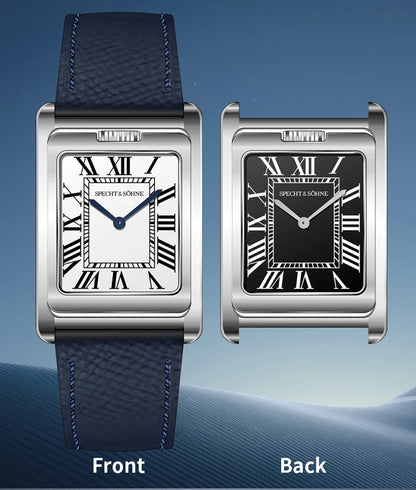 2025 New Specht & Söhne Double Face Square Watch For Men Sports Watches Overturn Stainless Steel Sapphire Crystal 50M Waterproof
