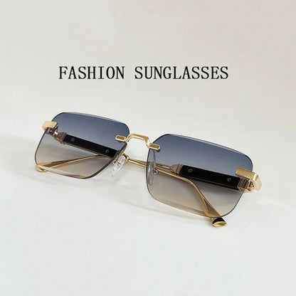 New 2024 Square Sunglasses Women Trendy Vintage Designer Rimless Sunglasses For Men Vacation Fashion Glasses Lentes De Sol Mujer