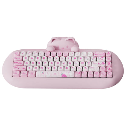 YUNZII C68 Pink 65% Hi-Fi Cute Cat Silicone Hot Swap NKRO  Ergonomic Wireless BT5.0/2.4G/Wired RGB Mechanical Gaming Keyboard