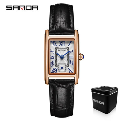SANDA 1116 Women’s Elegant Quartz Watch  Rectangle Dial, Water Resistant & Business Design