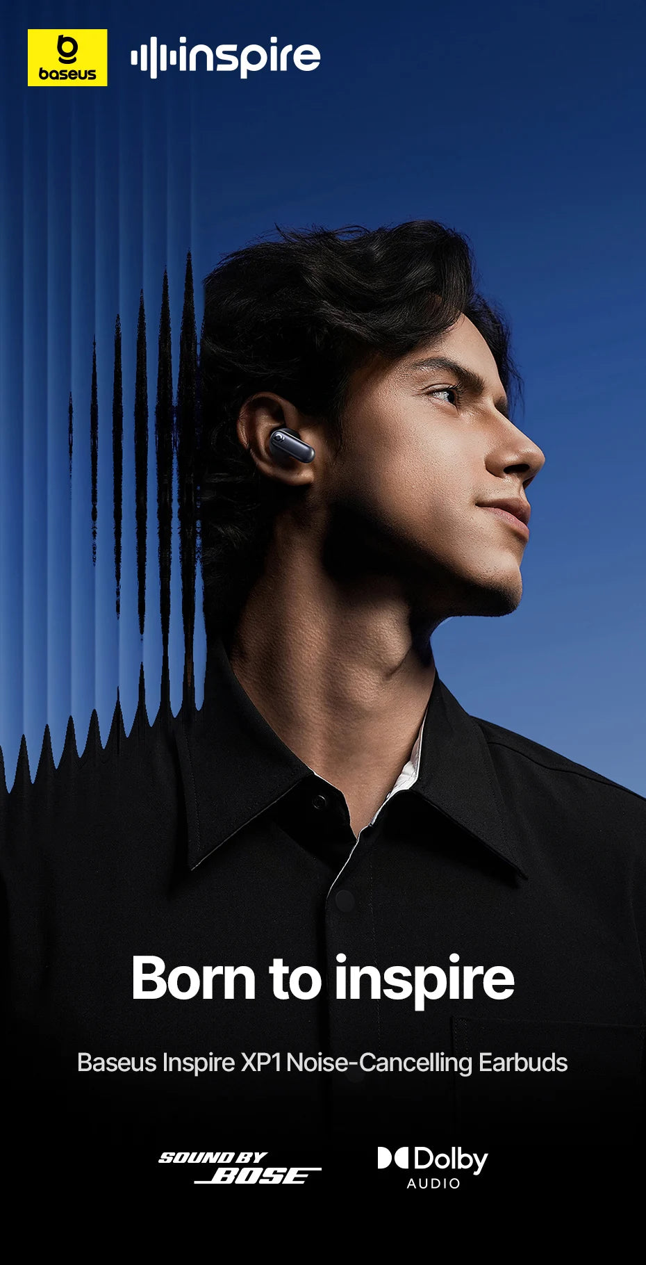 Baseus Inspire XP1 Wireless Bluetooth 6.1 ANC Earbuds – -50dB Adaptive Noise Cancelling, Dolby Audio, 6 Mic ENC, Sound by Bose Premium TWS Earphones