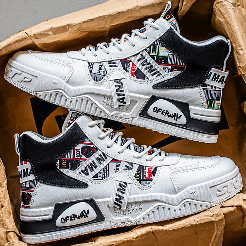 High Quality Men's Sneakers Light PU Leather Casual Shoes for Men Lace Up Flats Luxury White Black Tenis Shoes Zapatillas Hombre