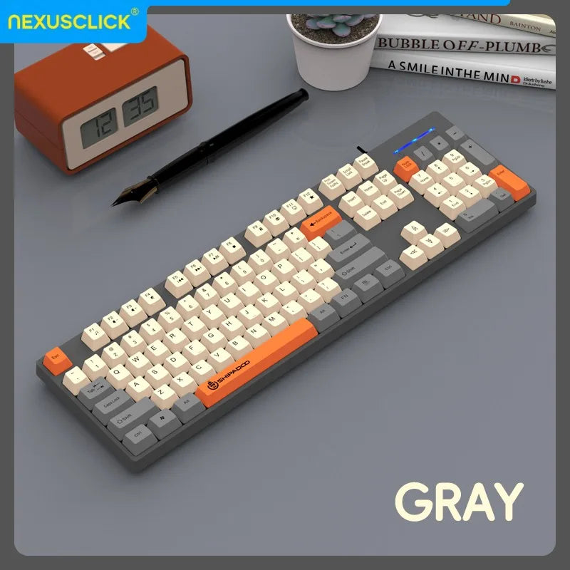 NexusClick Wireless Gaming Office Keyboard & Mouse Set Smart Power Saving Full Size 104 Keys 1600DPI Adjustable USB for Laptop PC