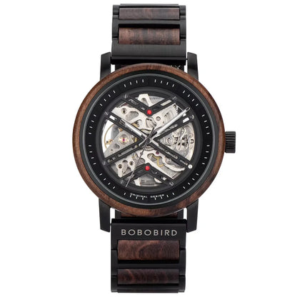 Automatic Mechanical Watch BOBO BIRD New Top Business Men Wooden Wristwatch Unique Custom Engraved Watches Christmas Gift Box