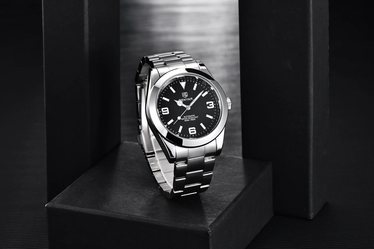 BENYAR 2025 New Men's Automatic Mechanical Watch Business Sports Luxury Men's Watches 50M Waterproof Clock Relogios Masculino