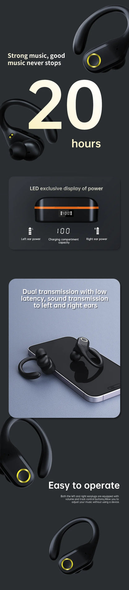 Newest ANC Wireless Bluetooth 5.3 TWS Earbuds – Noise Cancelling Earphones with Dual Mic ENC, Deep Bass, IP57 Waterproof, 40H Playtime
