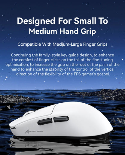 Mouse gaming wireless ATTACK SHARK R6 PAW3950MAX, polling 8Khz, ultraleggero 39g, MCU Nordic 52840, microswitch ottici Omron