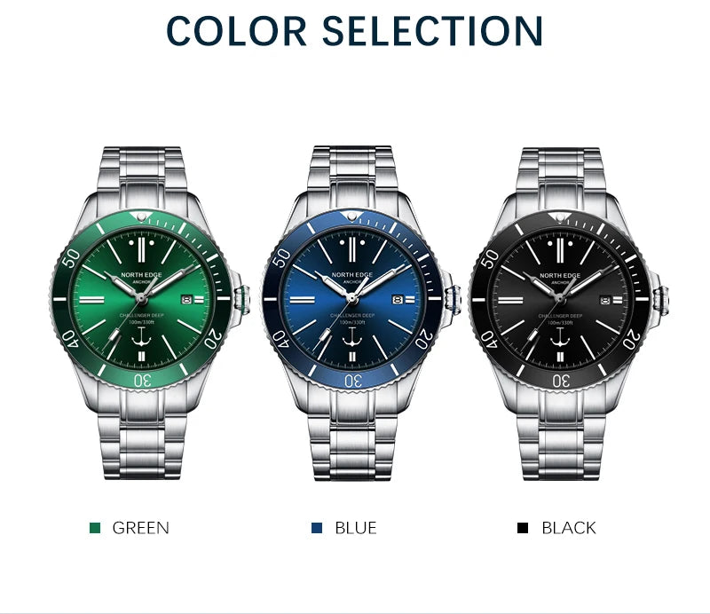 NORTH EDGE 42mm Men Mechanical Wristwatch Luxury Sapphire Glass MIYOTA 8215 Automatic Watches 10bar Waterproof Watch Men ANCHOR