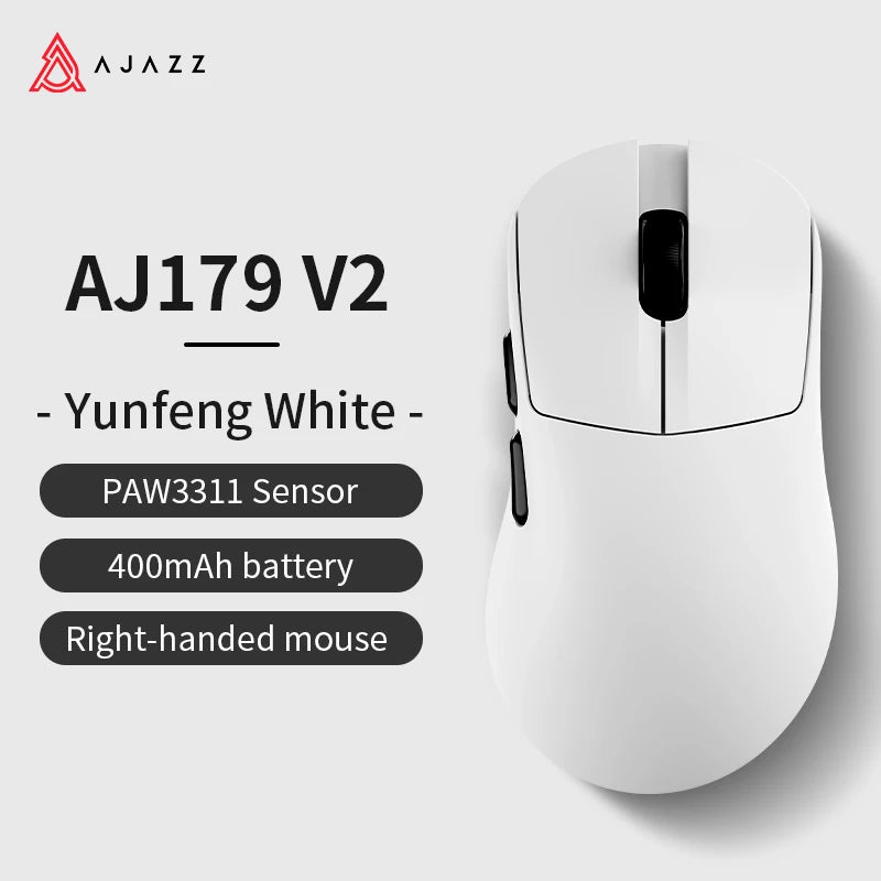 AJAZZ AJ179 V2 MAX Tri-Mode Wireless Gaming Mouse, 56g Lightweight PAW3311 Sensor, 12000 DPI, Rechargeable Right-Hand Gaming Mouse