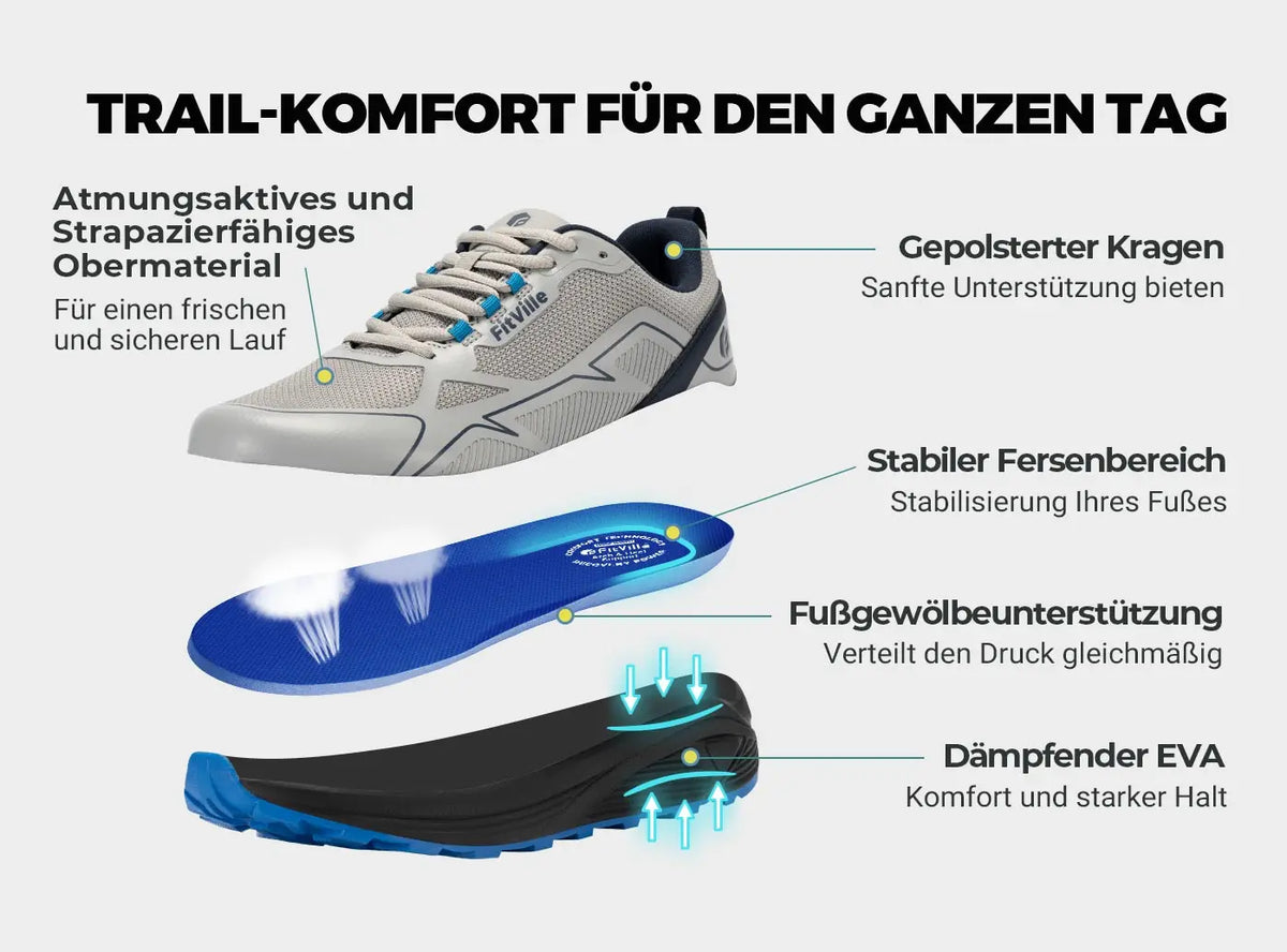 FitVille Non-Slip Trail Running Shoes Men's Sneakers Extra Wide Lightweight for Male Swollen Feet Arch Support Pain Relief