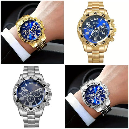 Men’s Luxury Stainless Steel Quartz Watch  Large Dial Business & Casual Wristwatch