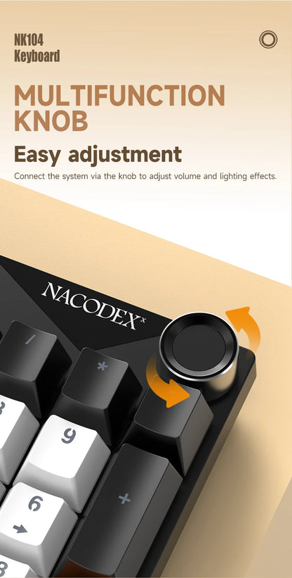 AJAZZ NK104 Wired Typing Mechanical Keyboard with Metal Knob Switch and Backlight Function for Laptops